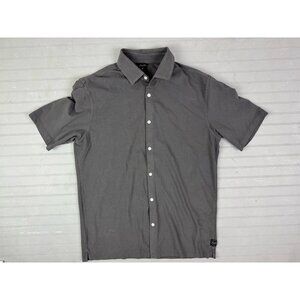 GoodMan Size M Mens Shirt Knit Short Sleeve Gray Button Up